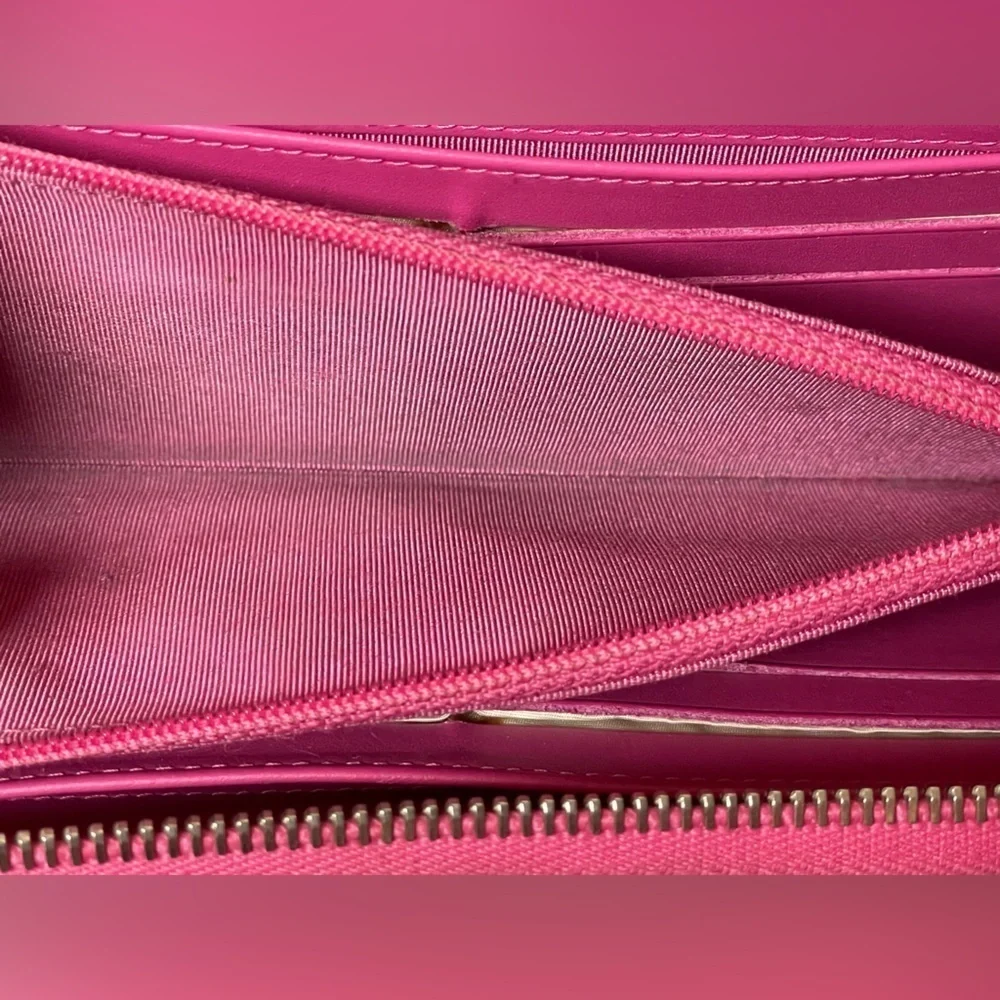 Chanel Pink Caviar Zip Around Quilted Leather Zip Around Long Wallet